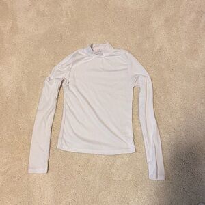 Rubbed White Long Sleeve Mock Neck